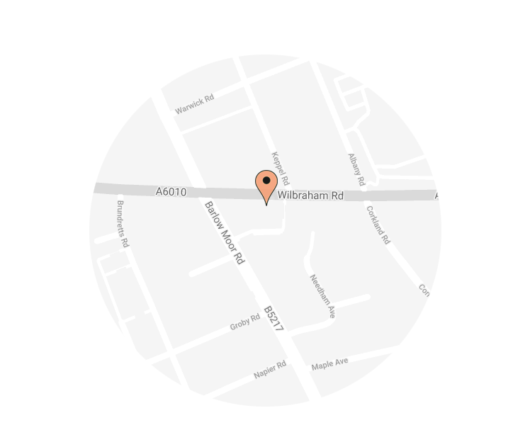 map showing location of The Wellbeing Place, Manchester M21